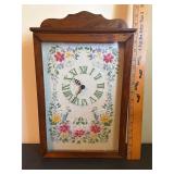 Vintage Hand-Stitched Needlework Wall Clock