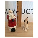 Vintage Hand Painted Santa and Dog Shakers