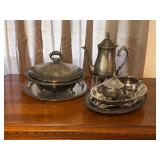 Silver Plated Coffee/Tea Set with Serving Dishes