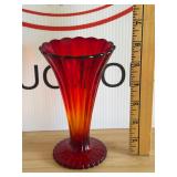 Vintage Ruby Red Flared Trumpet Vase