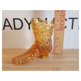 Vintage Amber Glass Boot