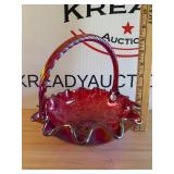 Fenton Red Carnival Glass Basket
