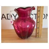 Fenton Cranberry Glass Pitcher