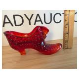 Vintage Fenton Red Glass Shoe