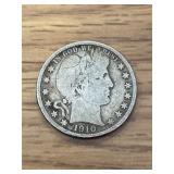 1910 S Mint Barber Half Dollar