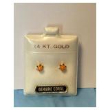 14 K Gold Coral Earrings