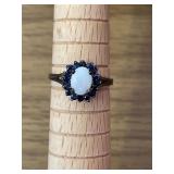Size 9 Sterling Opal and Sapphire Ring