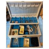 Vintage Jewelry Box and Jewelry