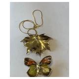 Gold Dipped Leaf and Butterfly