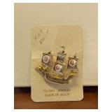 Damascene Spanish Ship Brooch