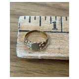 Tiny Vintage Floral  Ring Stamped Solid Gold