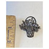 Sterling Basket Brooch