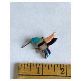 Sterling Zuni Hummingbird Pendant Brooch