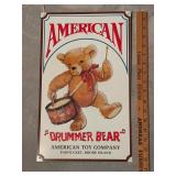 Drummer Bear Tin Sign