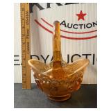Fenton Amber ï¿½ Lily of the Valley ï¿½ Basket