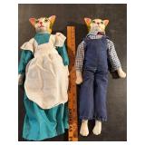 Folk Art Ceramic Cat Soft Body Dolls