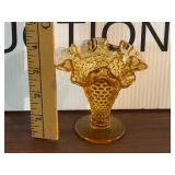 Vintage Amber Hobnail Miniature Vase