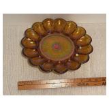 Vintage Amber Carnival Glass Deviled Egg Platter