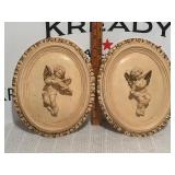 Vintage Cupid Chalkware Wall Plaques