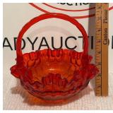 Fenton Thumbprint Amberina Basket