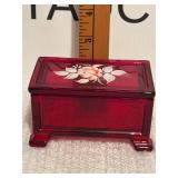 Vintage Ruby Red Glass Trinket Box Signed