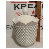 Fenton White Milk Glass Hobnail Cookie Jar
