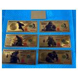 King Kong and Godzilla Gold Foil Notes