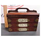 Vintage Chinese 3 Tier Jewelry Box Brass Hardware