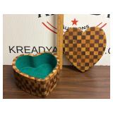 Checkered End-Grain Heart Shaped Box