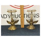 Vintage Brass Angel Candle Holders