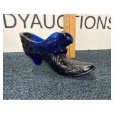 Fenton Cobalt Blue Glass Shoe