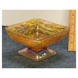 Marigold Carnival Glass Pedestal Candy Dish