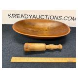 Vintage Dough Bowl and Pestle