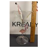 Pink Flamingo Martini Glass and Dabber