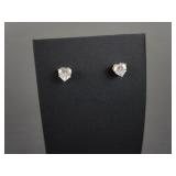 Sterling Silver 925 ALB Heart Stone Earrings