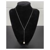 Sterling Silver 925 16' Chain Necklace Rhinestone