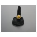 1/20 10kt Gold Fill Rhinestone Ring Size 6.75