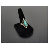 Sterling Silver Turquoise Ring Approx Size 6.5