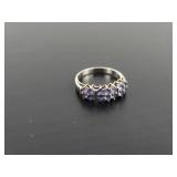 Sterling Silver 925 Rhinestone Ring Approx Size 8