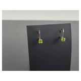 Sterling Silver 925 Earrings w/ Green Stones