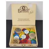 Wooden Nickels & Tokens w/ Wooden Box