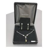 Sterling Silver 925 16' Chain & Earrings w/