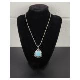 Sterling Silver 925 16' Chain w/ Larimar Pendant