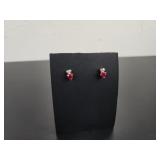 10kt Gold Earrings w/ Colored Stones Marked ADL