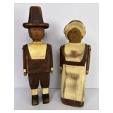 Wooden Pilgrim Man & Women Decoration
