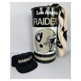 LA Raiders Garbage Can, Towel and Hat