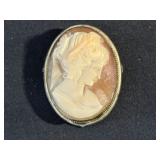 Vintage Carved Cameo Pin Marked A800
