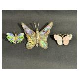 (2) Sterling Silver Butterfly Pins