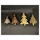 (4) Marked Eisenberg Ice Christmas Tree Pins
