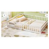 Costway Queen Floor Bed w/ Door White